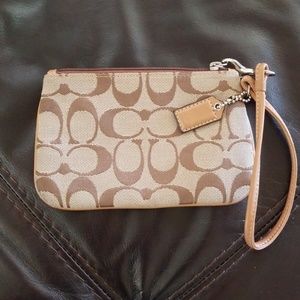 Coach brown mini wristlet